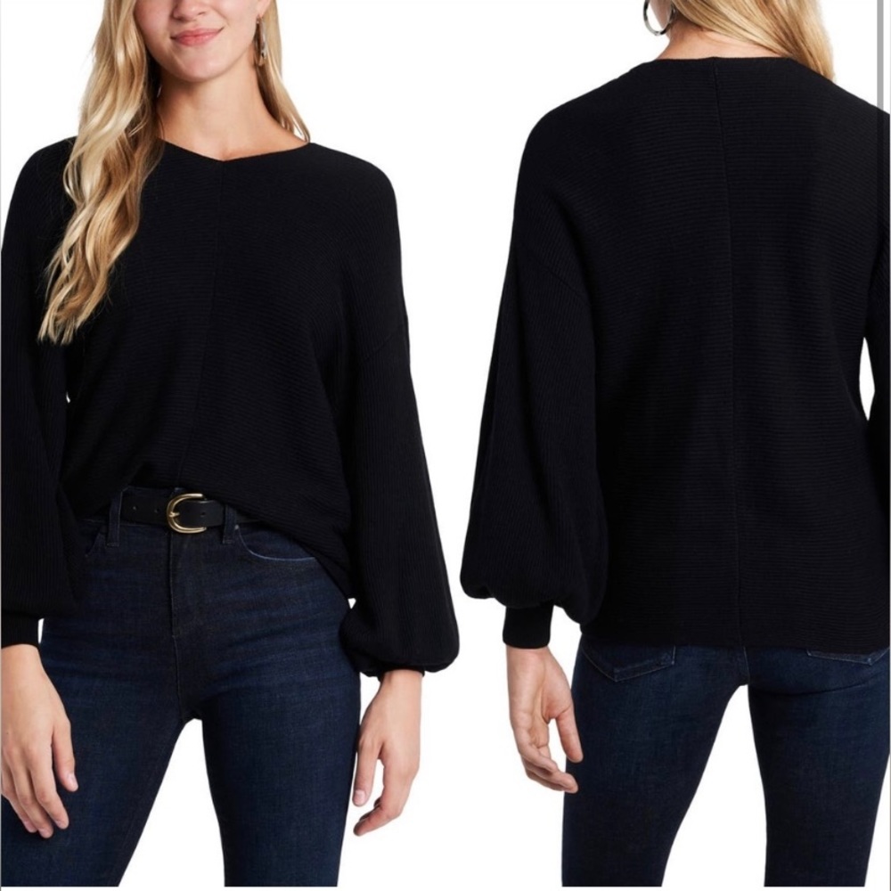 1.State Ribbed Balloon Sleeve Sweater